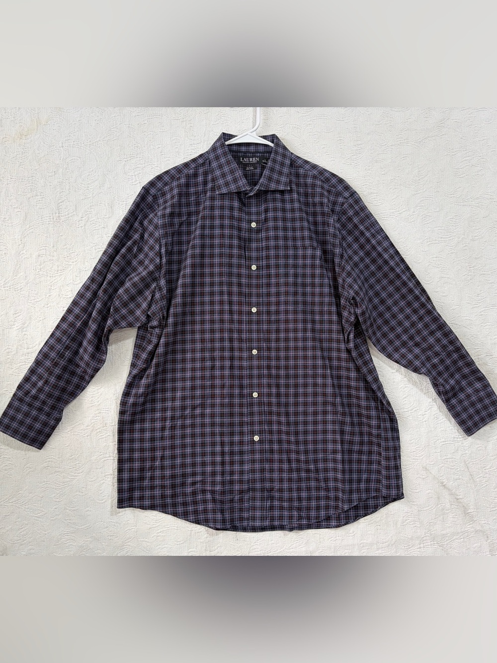 Lauren Ralph Lauren Slim Fit Non Iron Blue/Red Plaid Button Down Shirt Mens L